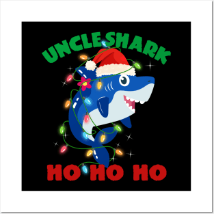 Uncle Shark Ho Ho Ho Christmas Posters and Art